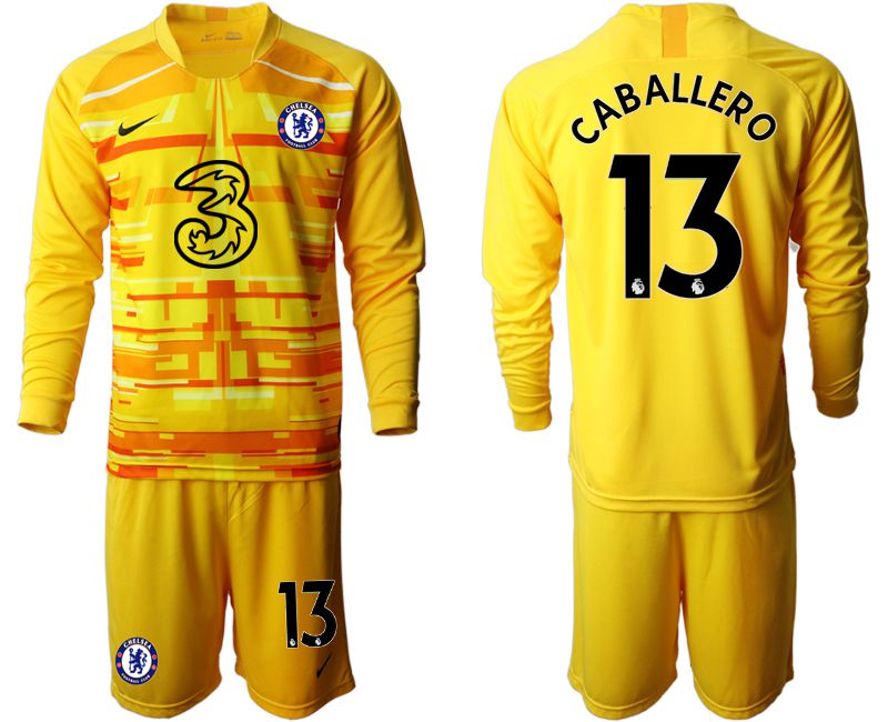 Men 2020-2021 club Chelsea yellow goalkeeper long sleeve #13 Soccer Jerseys